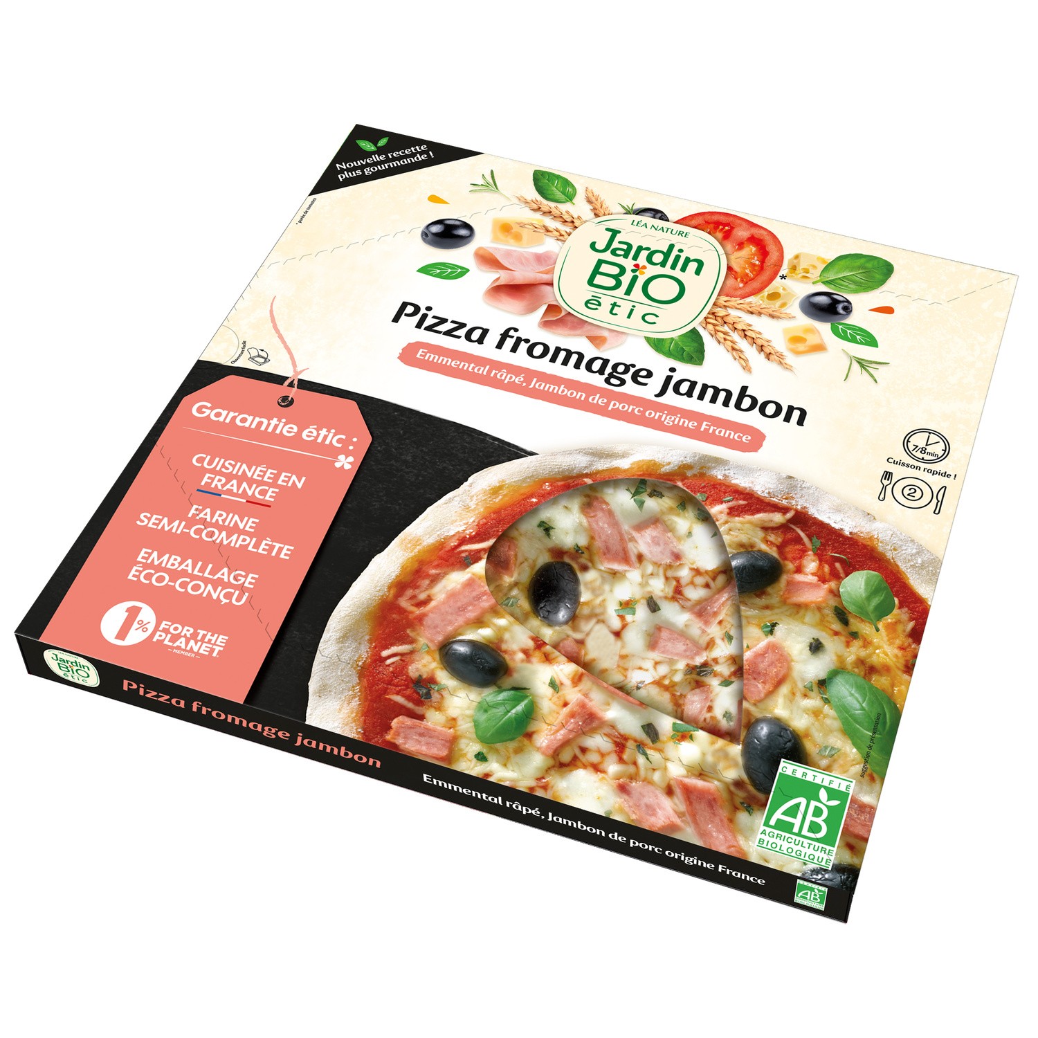 Pizza bio emmental jambon JARDIN BIO'LOGIQUE