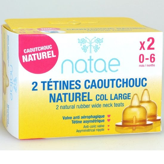  Natae Tétines caoutchouc Natae débit 1  0-6 mois code EAN 3760033030234 