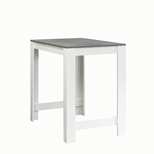 Table bar 110x70 cm - Blanc et décor béton