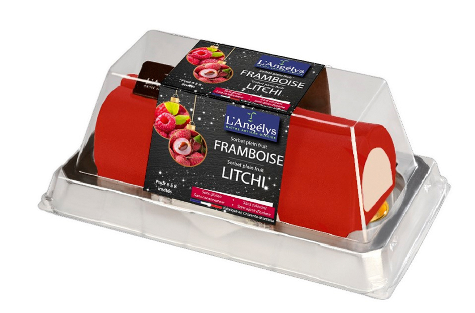 BÛCHE SORBET PLEIN FRUIT FRAMBOISE & LITCHI "L'ANGÉLYS" 3760039986368 (3760039986368)