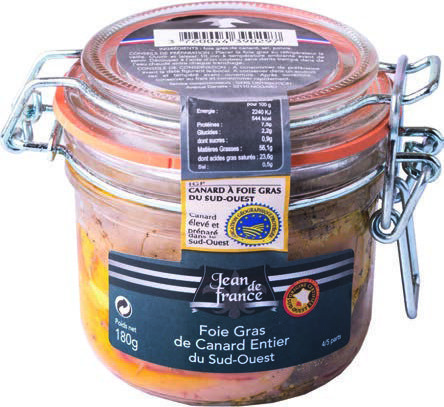  FOIE GRAS DE CANARD ENTIER DU SUD-OUEST “JEAN DE FRANCE”  code EAN 3760044390297 