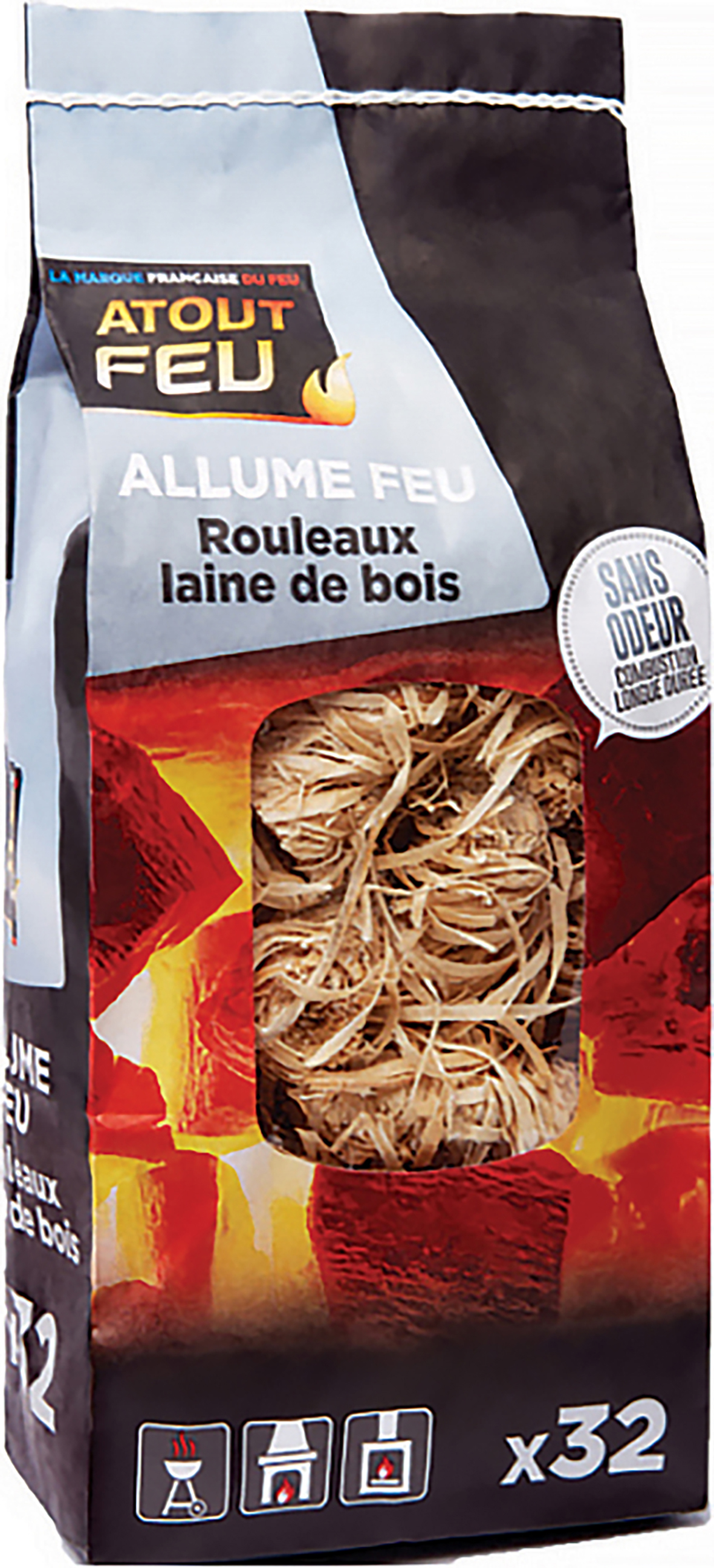ATOUT FEU 32 ROULEAUX LAINE DE BOIS code EAN 3760045331114 