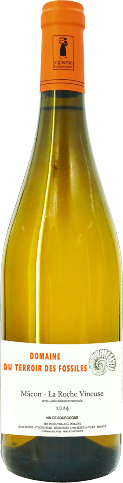  AOP MÂCON-LA ROCHE VINEUSE BLANC SEC - DOMAINE DU TERROIR DES FOSSILES 2024 code EAN 3760054324008 