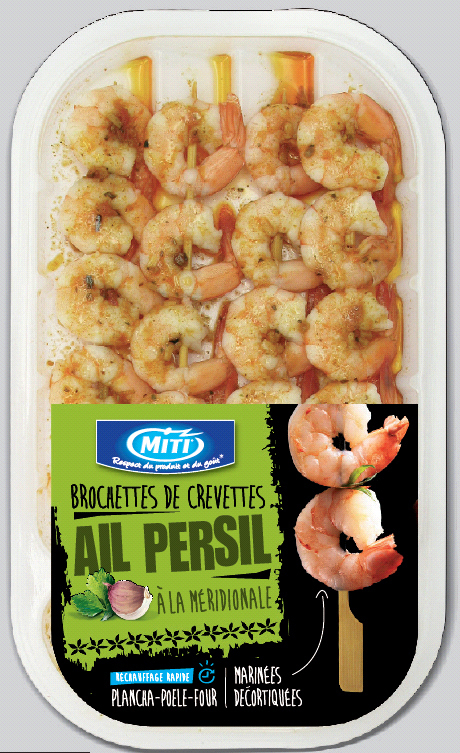 BROCHETTES DE CREVETTES AIL/PERSIL Miti
