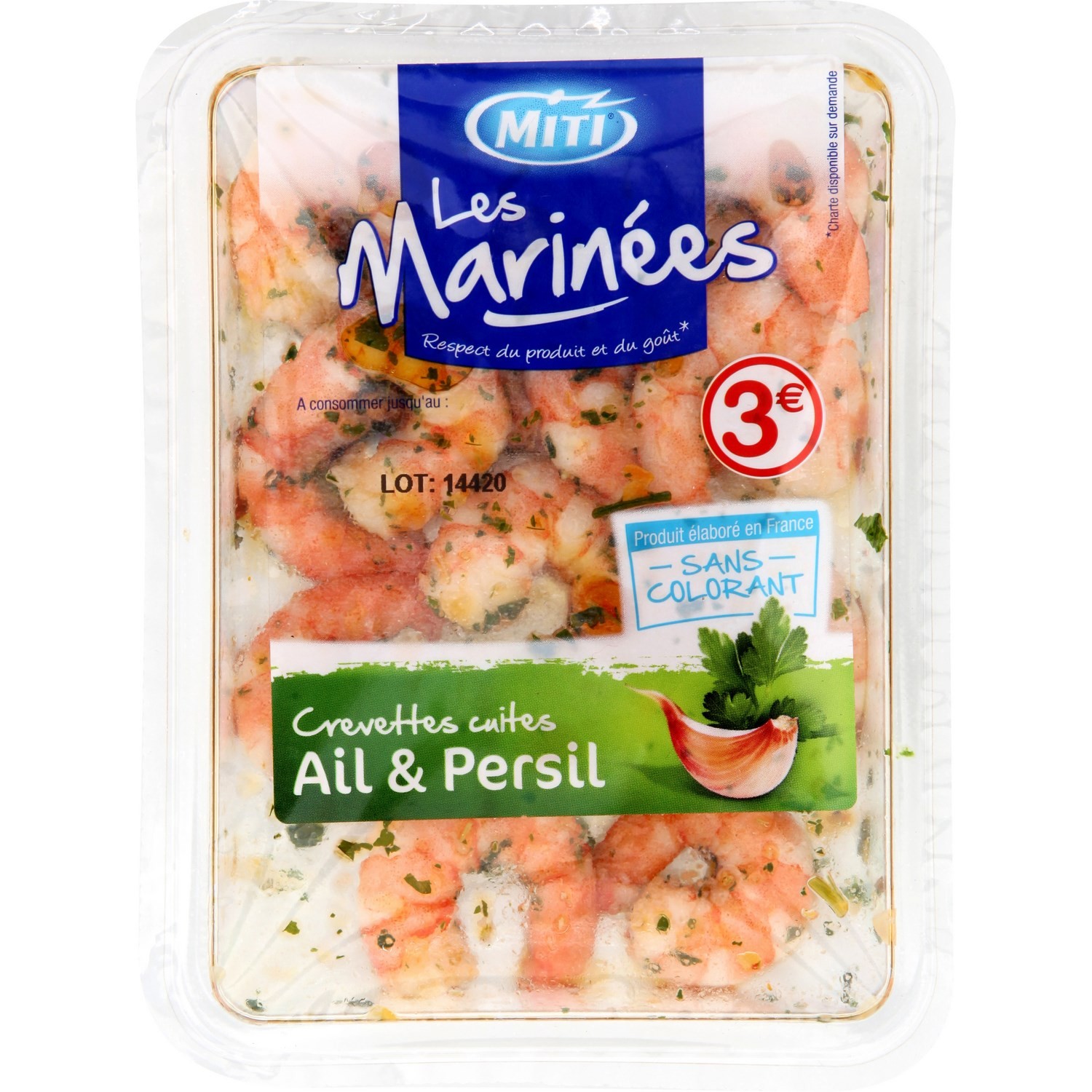 Crevettes cuites Les Marinées ail & persil MITI 3760070014051 (3760070014051)