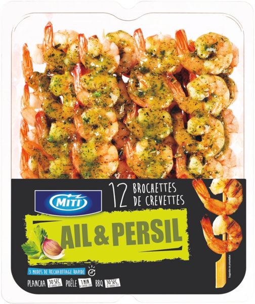 BROCHETTES DE CREVETTES AIL PERSIL 
