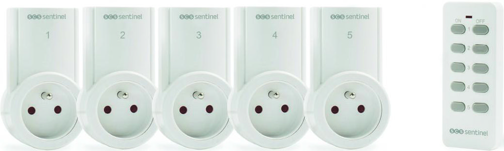 LOT DE 5 PRISES TÉLECOMMANDÉES + 1 TÉLECOMMANDE