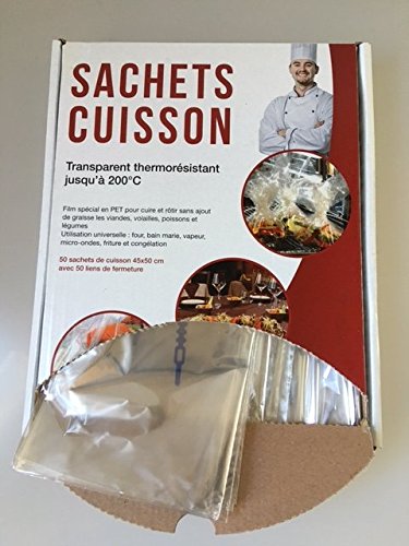 SO PACK FILM DE CUISSON EN SACHET. Pour cuire et rôtir en papillote - 50 pièces format 45 cm X 50 cm, Nouveau pour cuisiner comme un chef, sans matières grasses ! 3760082060053 (3760082060053)