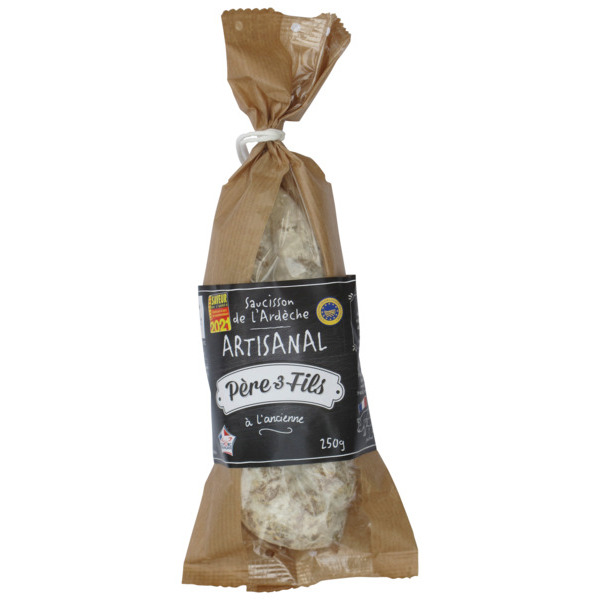PÈRE 3 FILS SAUCISSON DE L'ARDÈCHE ARTISANAL À L'ANCIENNE 
 code EAN 3760090370571 