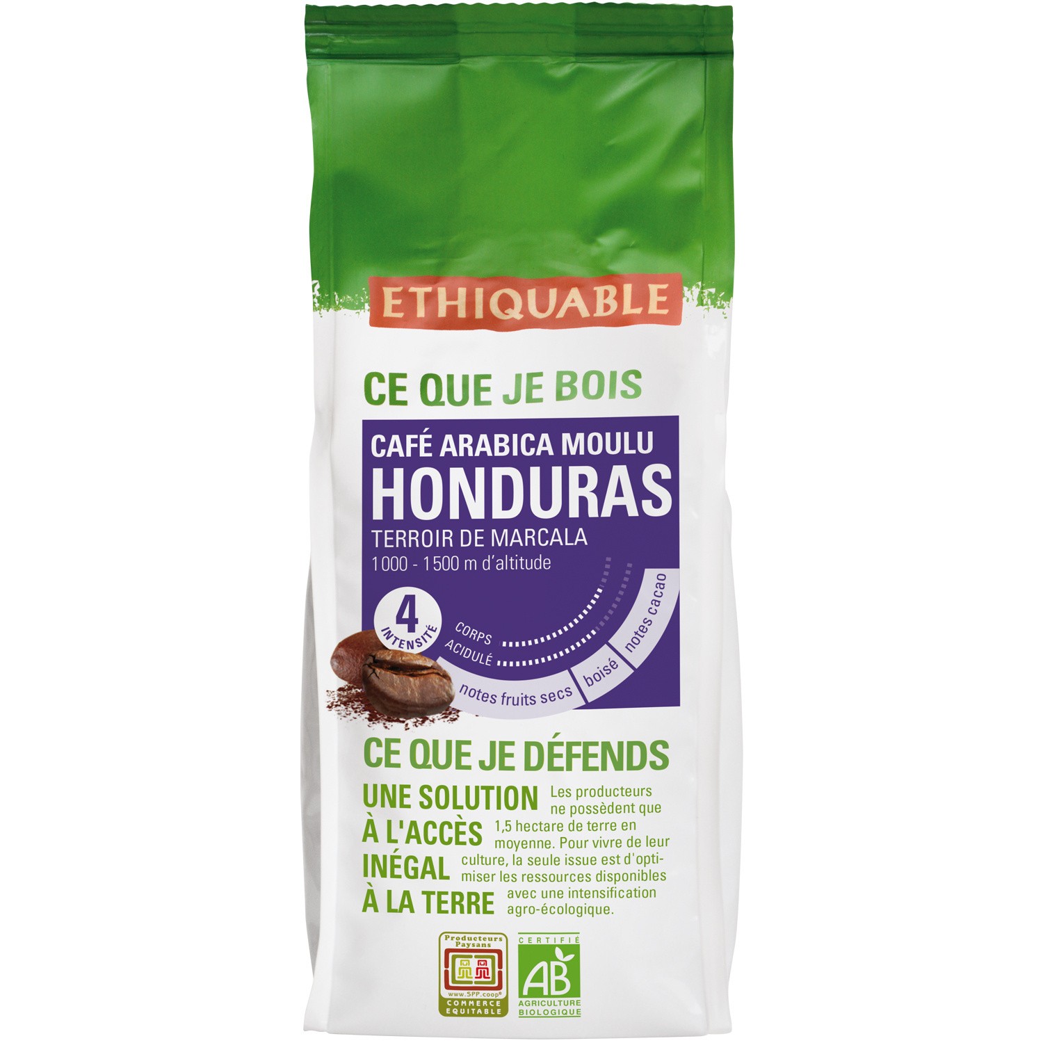 Café bio moulu Honduras ETHIQUABLE