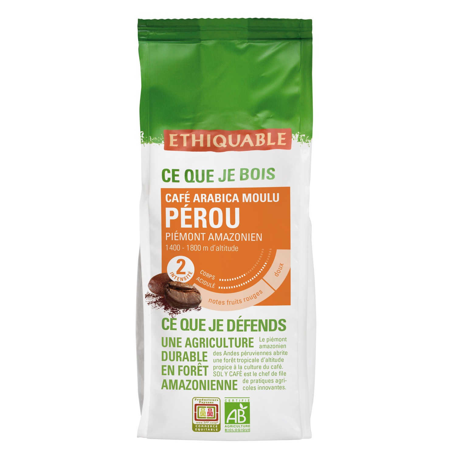 Café bio moulu Pérou ETHIQUABLE