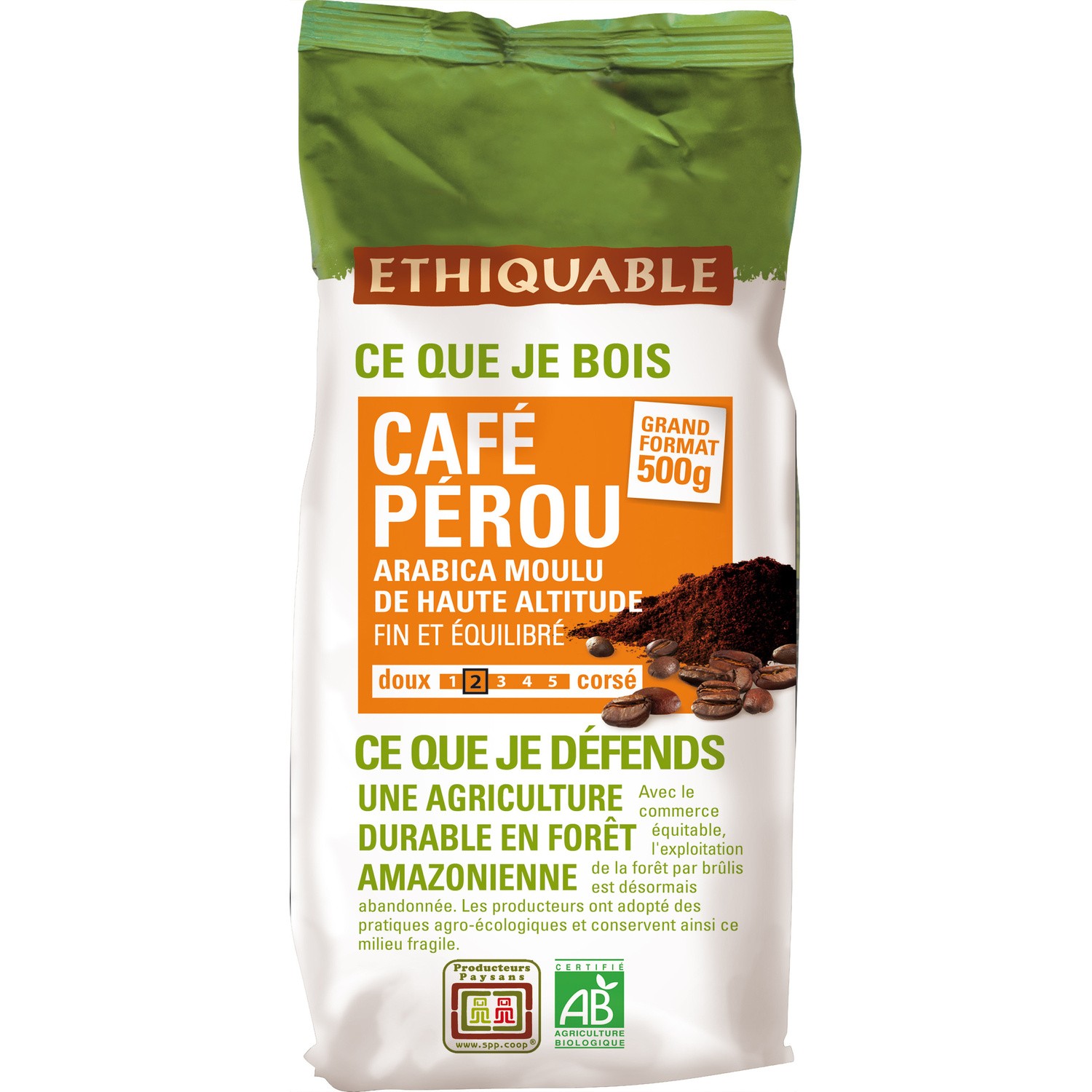 Café moulu Arabica Perou bio ETHIQUABLE