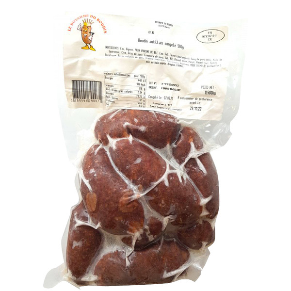 LE ROYAUME DU BOUDIN Boudin antillais surgelé code EAN 3760091790071 