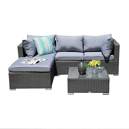 Salon de jardin 4 places NEVADA Gris Résine tre...