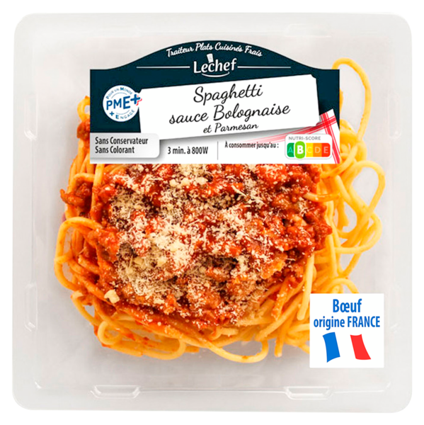 SPAGHETTI À LA BOLOGNAISE ET PARMESAN  code EAN 3760094442670 