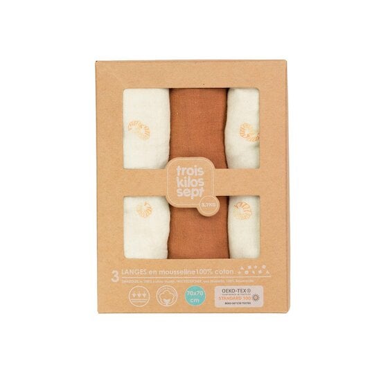  Trois Kilos Sept Lot de 3 langes écru 70x70 cm code EAN 3760108721937 