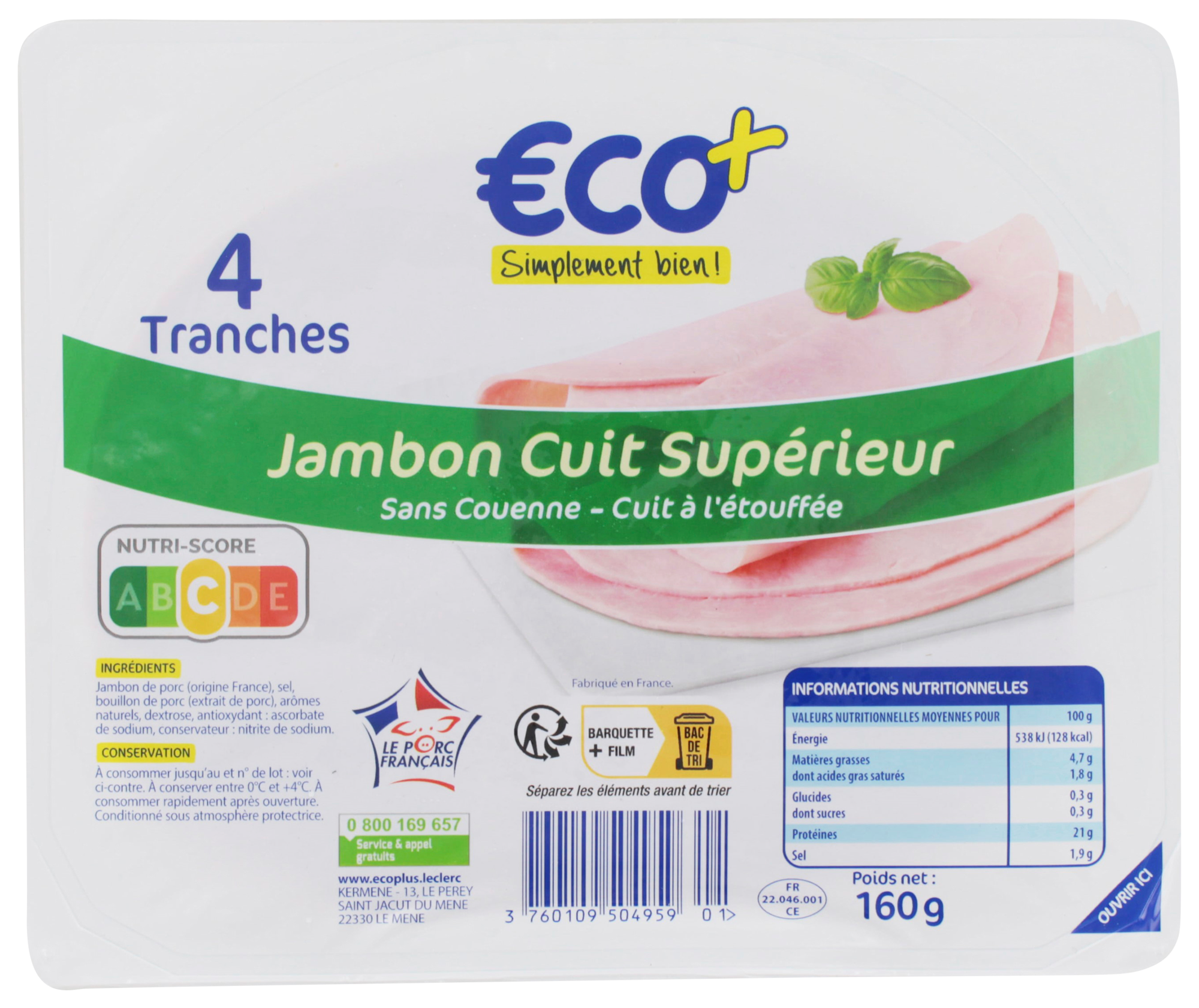 JAMBON DE QUALITÉ SUPÉRIEUR DÉGRAISSÉ ET DECOUE...