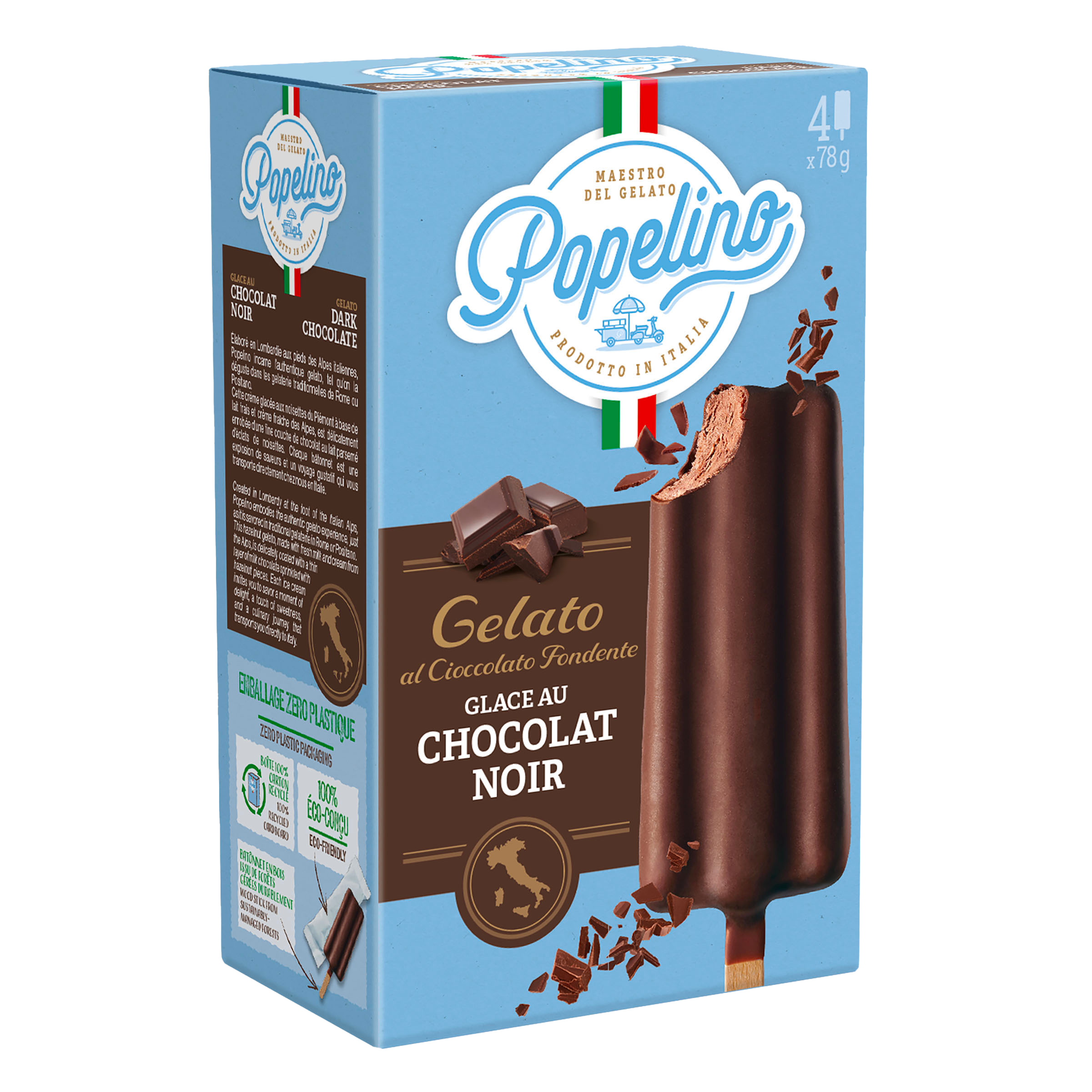 4 BÂTONNETS GLACÉS AU CHOCOLAT NOIR FONDANT OU ...