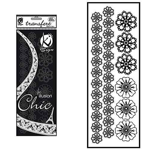 Transfert thermocollant velours - Fleur noire -...