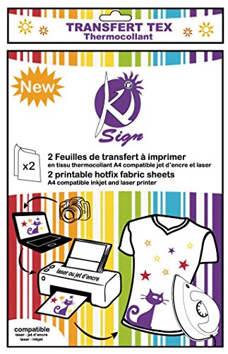 2 Feuilles de transfert textile à imprimer