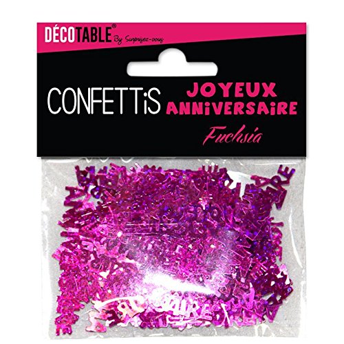 Confettis Joyeux anniversaire fuchsia
