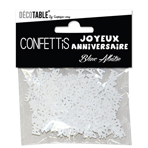 Confettis Joyeux Anniversaire blanc