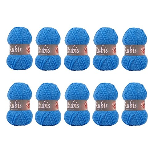 - 10 pelotes de laine à tricoter distrifil rubi...