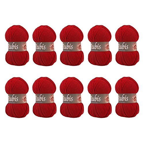 - 10 pelotes de laine à tricoter distrifil rubi...