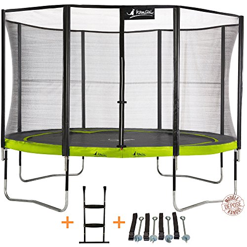 Kangui - trampoline de jardin rond 430 cm + filet de sécurité + échelle + kit d'ancrage punchi aloe 430 code EAN 3760165463641 