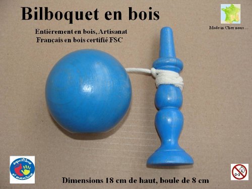 Superbe bilboquet de 180 mm Bleu, fabrication F...