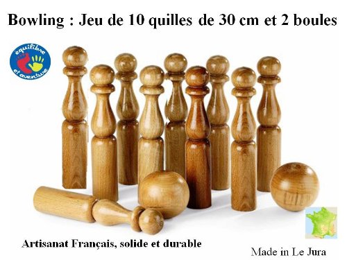 Jeu de bowling de 10 quilles de 30 cm + 2 boule...