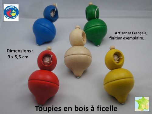 Toupie en bois à lancer à ficelle, artisanat Fr...