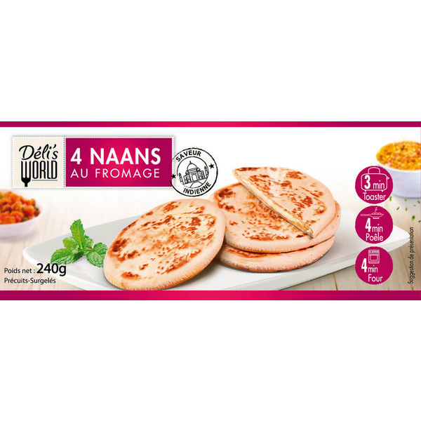deli-s-world Naans au fromage surgelés code EAN 3760184010642 