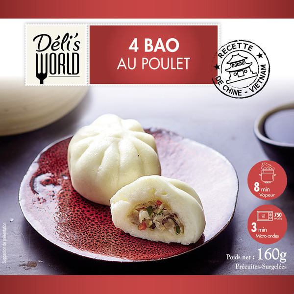DÉLI'S WORLD Bao au poulet surgelés code EAN 3760184013353 