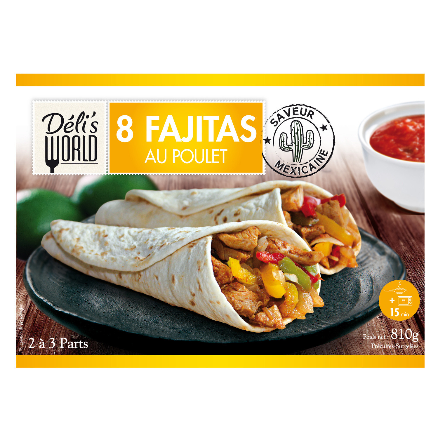 Plat cuisiné fajitas au poulet DELIS WORLD