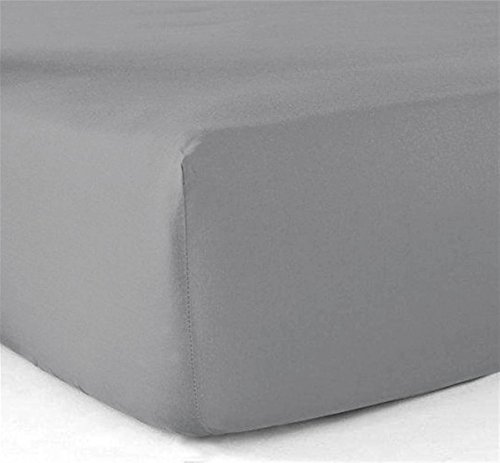 Drap Housse 140x190 cm Polycoton 57 Fils Gris