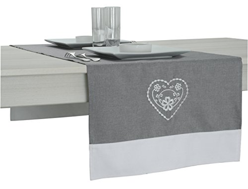 Chemin de table 50x140 cm Anti-taches Grise ave...