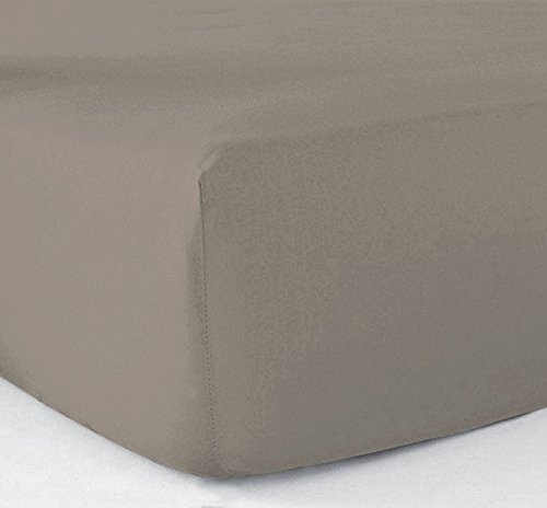 Drap-housse 180x200 100% coton 57 fils Taupe