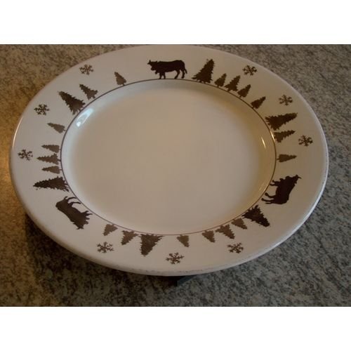 Assiette plate 'vache gris taupe' (lot de 6) - ...