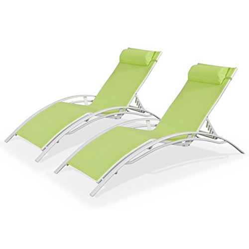 - duo 2 bains de soleil aluminium - louisa vert...