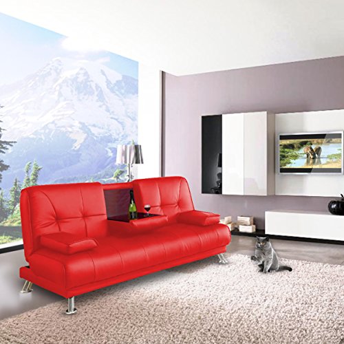 Canapé Convertible design Canbar en simili cuir (Rouge) 3760218342831 ESPACE A DESIGN