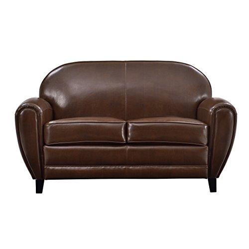 - canapé club 2 places cuir marron