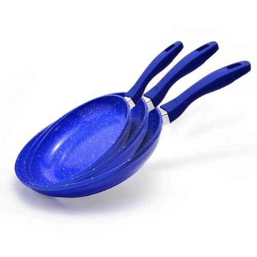 ®, lot de 3 poêles façon pierre bleu//diamètre ...