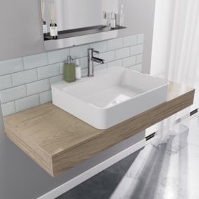  Vasque à suspendre ou poser en céramique l.60 x H.12 x P.49 cm, blanc, Homesight Andy code EAN 3760232698280 