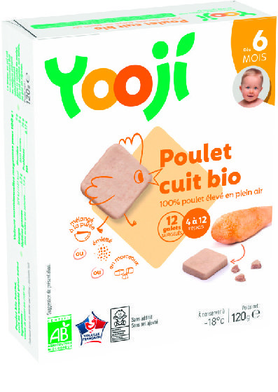 PORTIONS SURGELÉES DE POULET CUIT POUR BÉBÉ “YOOJI” code EAN 3760234509003 