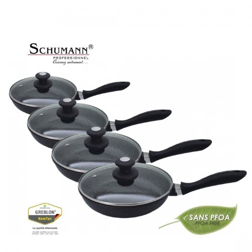 SCHUMANN PROFESSIONNEL Lot de 4 poêles en pierrre Schumann Professionnel manche amovible code EAN 3760237752543 