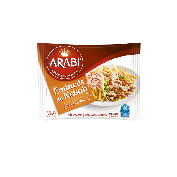 ARABI Émincés de kebab Halal surgelés code EAN 3760238430662 