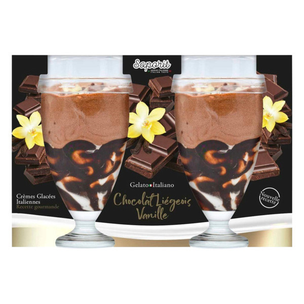  Crème Glacée Italienne Au Chocolat Liégeois Et Vanille Saporit code EAN 3760239140690 