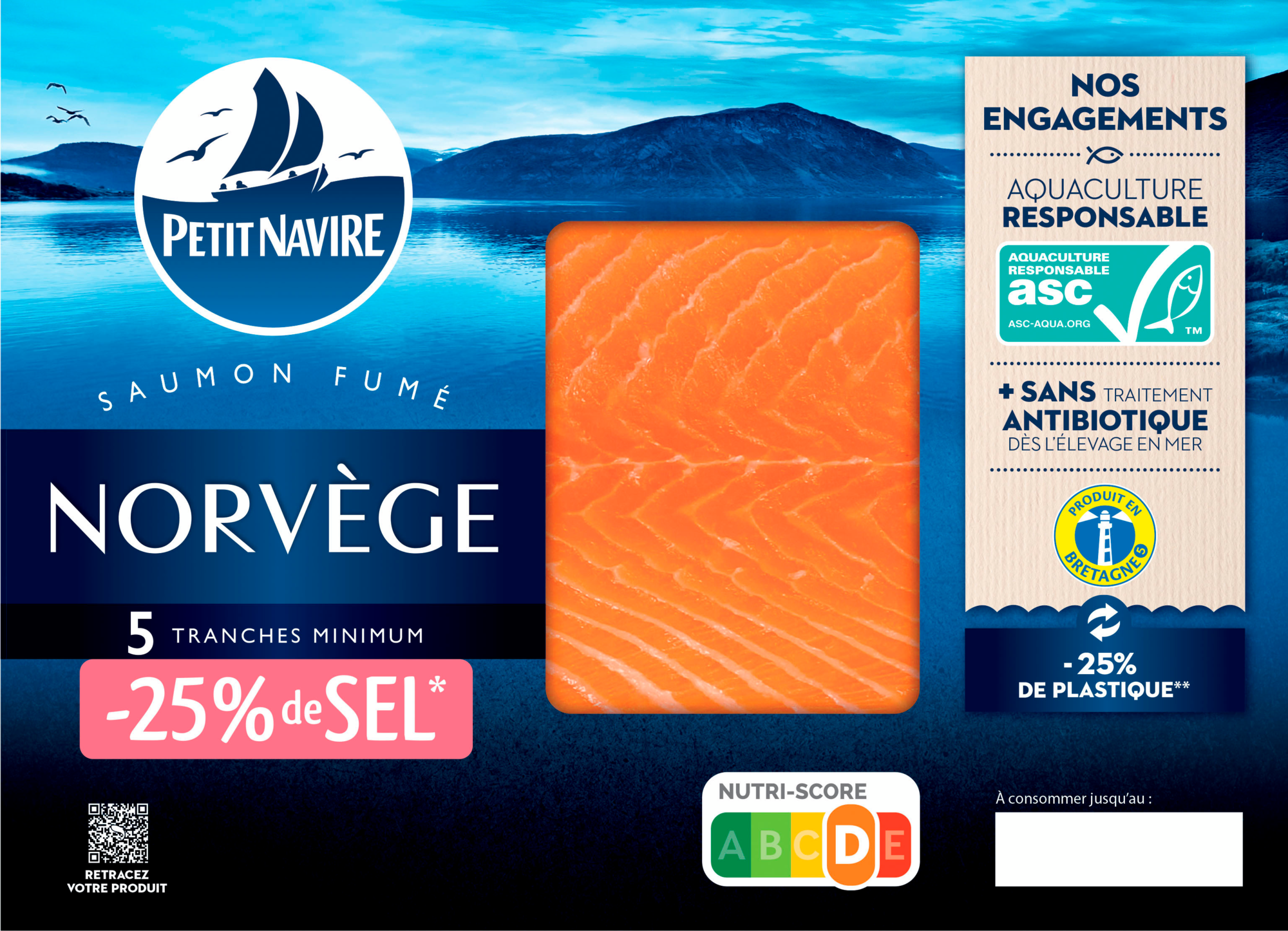 Saumon fumé de Norvège ASC -25% de sel