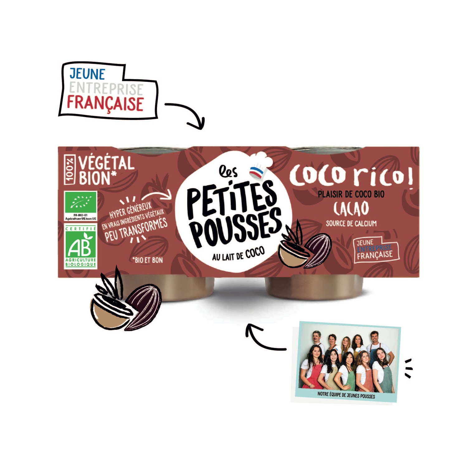LES PETITES POUSSES Spécialité végétale lait de coco cacao Bio LES PETITES POUSSES code EAN 3760266120054 